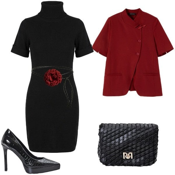 Outfit donna - Total look #2499920. Stile Sexy per Serata fuori. Abbinamento con blazer, borse a tracolla, décolleté, cinture, vestiti corti.