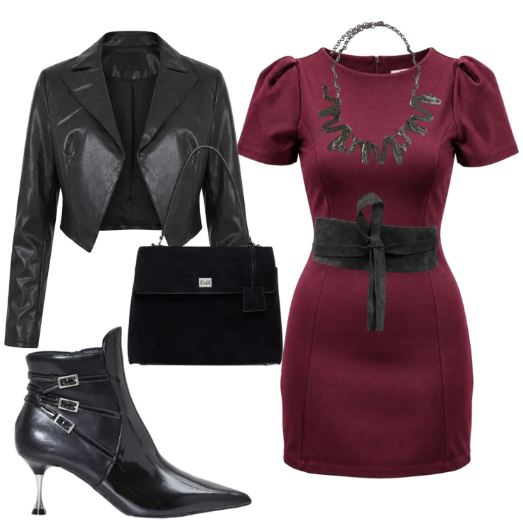 Outfit donna - Mini e stivaletti. Stile Rock per Tutti i giorni. Abbinamento con cinture, vestiti midi/longuette, borse a mano, ciondoli, stivaletti, blazer.