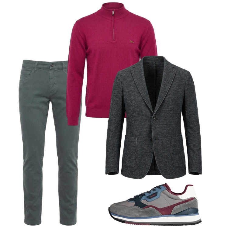 Outfit uomo - Ottobre. Stile Casual per Tutti i giorni. Abbinamento con jeans slim fit, maglieria, sneakers, giacche.