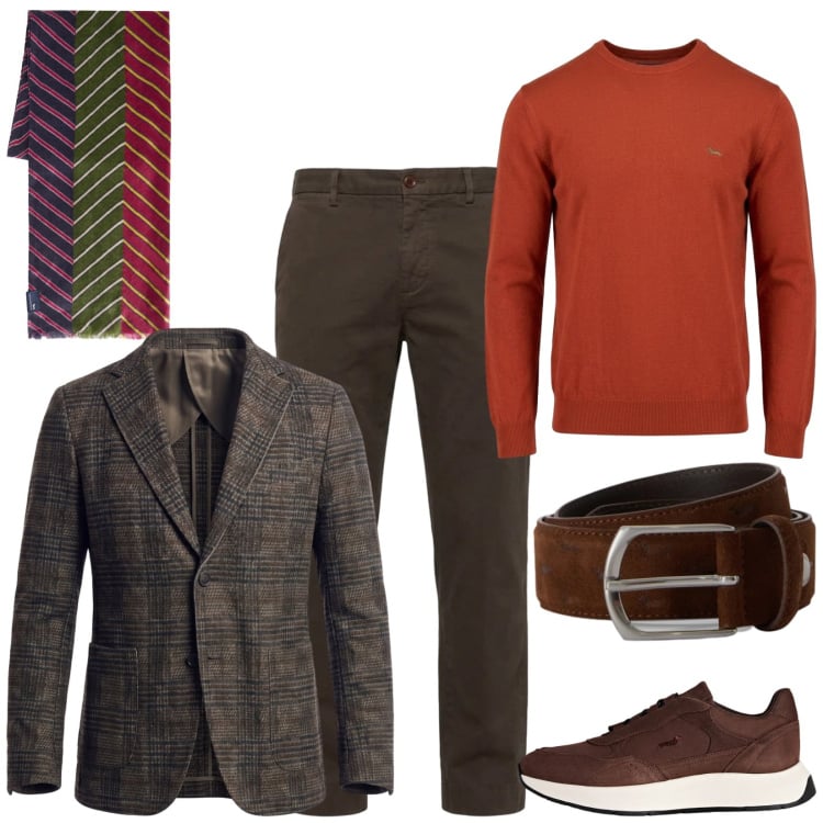 Outfit uomo - Total look #2500012. Stile Trendy per Serata speciale. Abbinamento con cinture, sneakers, maglieria, sciarpe, pantaloni, giacche.
