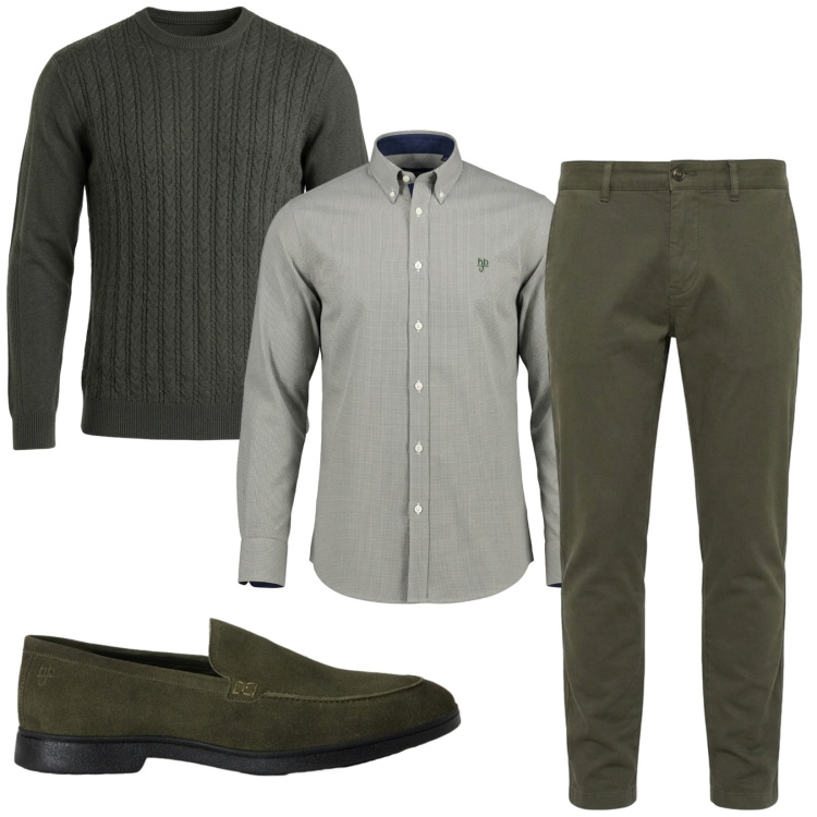 Outfit uomo - Total look #2500017. Stile Business/Elegante per Ufficio. Abbinamento con scarpe stringate, camicie, pantaloni, maglieria.