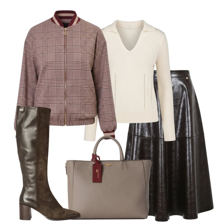 Outfit donna - Il bomber per ottobre - @susystyle. Stile Bon Ton per Tutti i giorni. Abbinamento con borse a mano, stivali, maglieria, bomber, gonne longuette.