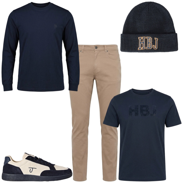 Outfit uomo - Total look #2500032. Stile Casual per Tutti i giorni. Abbinamento con pantaloni, t-shirt, sneakers, berretti, t-shirt.