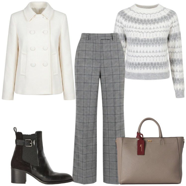 Outfit donna - Total look #2500040. Stile Urban per Ufficio. Abbinamento con borse a mano, stivaletti, pantaloni, blazer, maglieria.
