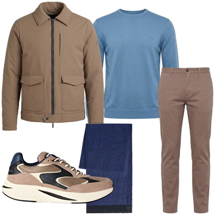 Outfit uomo - Sneakers moderne. Stile Casual per Tutti i giorni. Abbinamento con maglieria, sneakers, giacche, sciarpe, pantaloni.