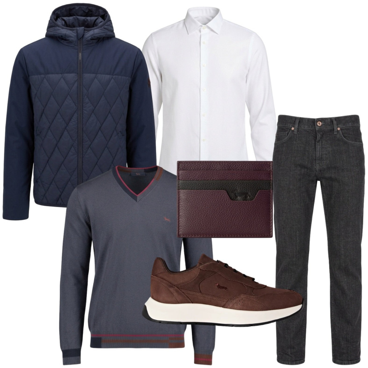 Outfit uomo - Minimal urban. Stile Casual per Tutti i giorni. Abbinamento con sneakers, portafogli, jeans, maglieria, camicie, giacche.