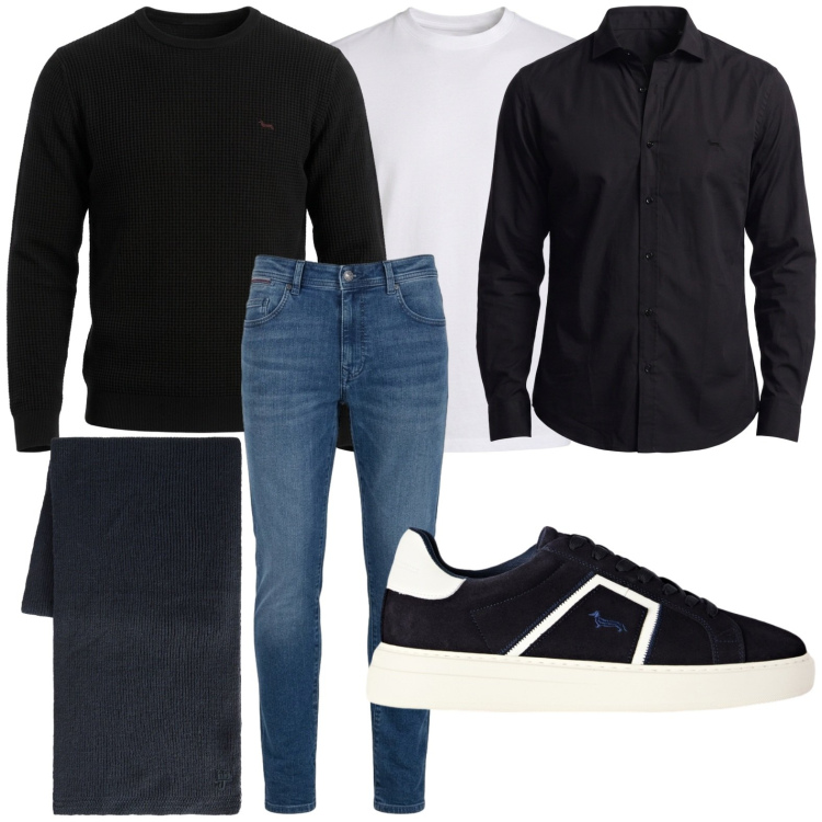 Outfit uomo - Jeans 4 stagioni. Stile Casual per Tutti i giorni. Abbinamento con sneakers, t-shirt, sciarpe, jeans slim fit, camicie, maglieria.