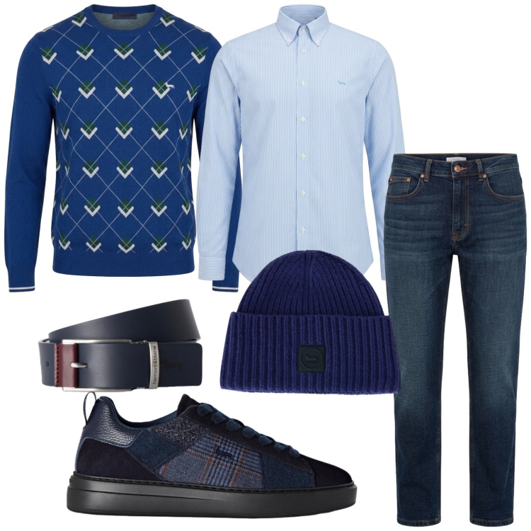 Outfit uomo - Minimal luxury. Stile Trendy per Tutti i giorni. Abbinamento con jeans, sneakers, camicie, maglieria, cinture, berretti.