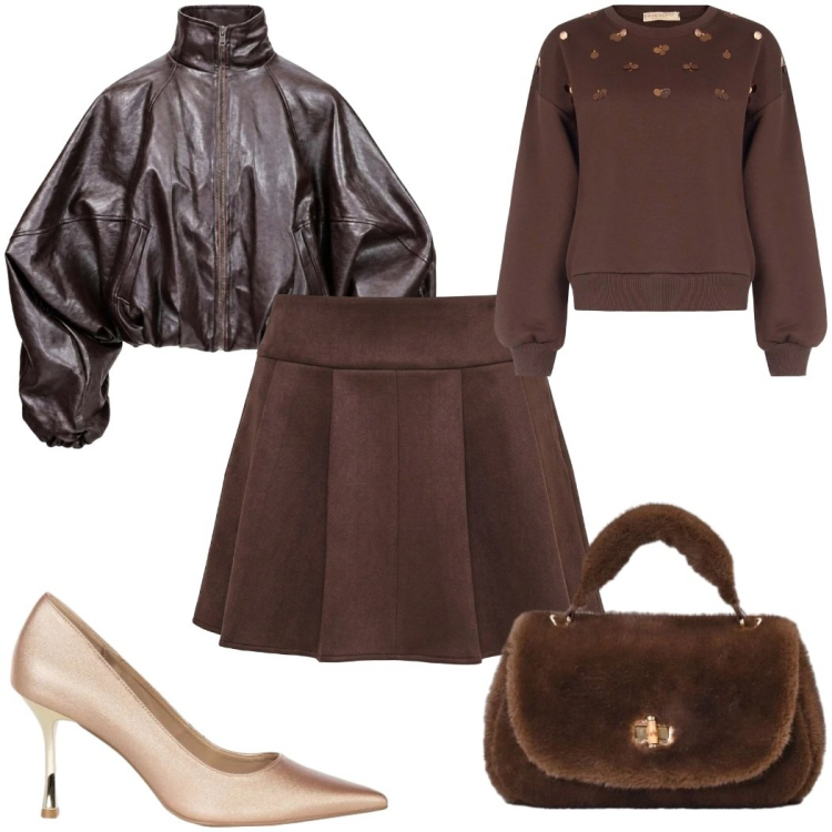 Outfit donna - Il bomber per ottobre è sporty chic!. Stile Sporty chic per Tutti i giorni. Abbinamento con bomber, borse a mano, décolleté, felpe, minigonne.
