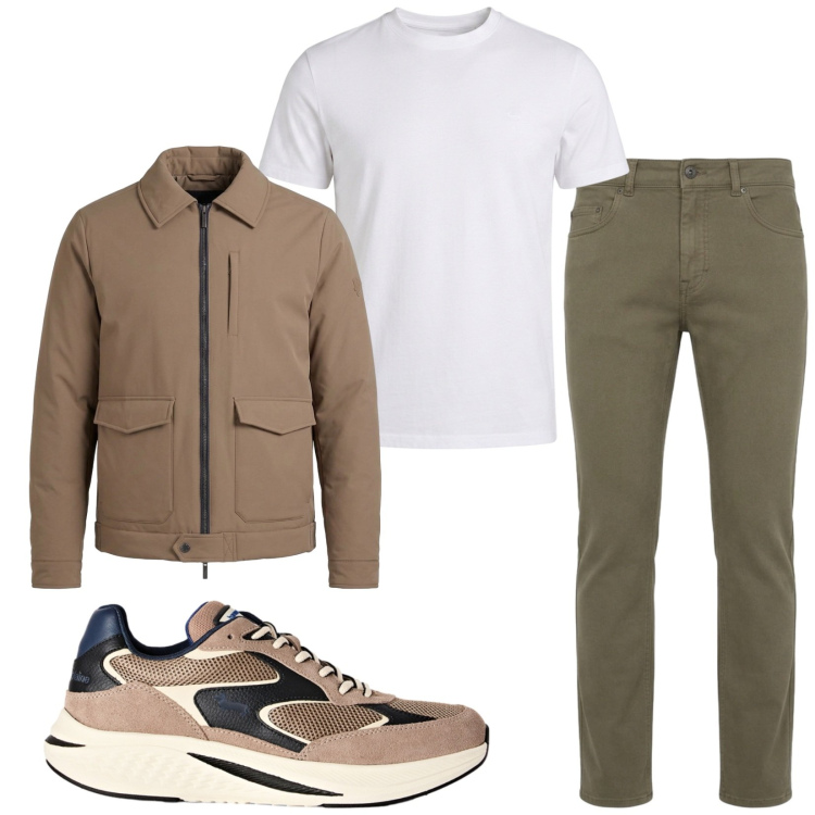Outfit uomo - Total look #2500100. Stile Casual per Tutti i giorni. Abbinamento con t-shirt, sneakers, giacche, pantaloni.