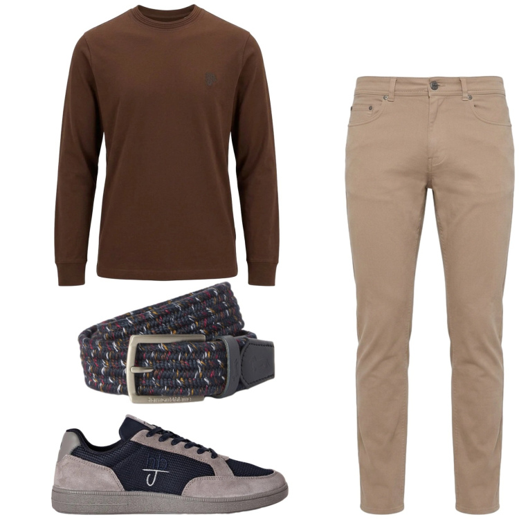 Outfit uomo - Total look #2500108. Stile Casual per Tutti i giorni. Abbinamento con pantaloni, cinture, t-shirt, sneakers.
