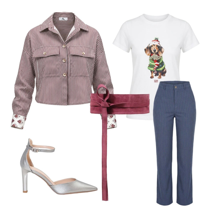 Outfit donna - Urban style. Stile Urban per Serata fuori. Abbinamento con cinture, jeans dritti, camicie, décolleté, t-shirt.