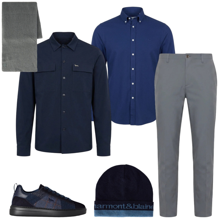 Outfit uomo - Total look #2500112. Stile Trendy per Tutti i giorni. Abbinamento con sneakers, pantaloni, cappotti, camicie, sciarpe, berretti.