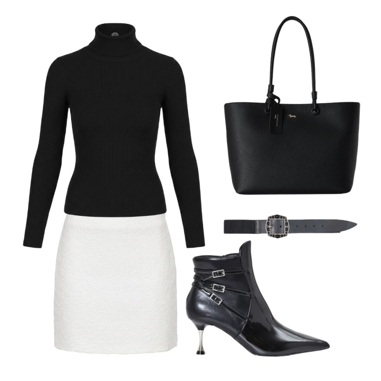 Outfit donna - Da mattina a sera. Stile Sexy per Tutti i giorni. Abbinamento con cinture, shopping bag, stivaletti, pullovers, minigonne.