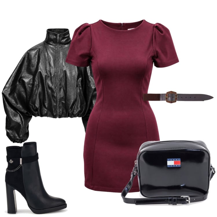 Outfit donna - Racconta il tuo autunno. Stile Casual chic per Tutti i giorni. Abbinamento con bomber, cinture, vestiti midi/longuette, borse a tracolla, stivaletti.