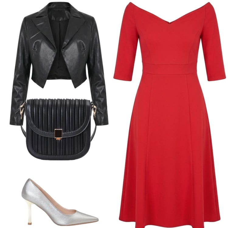 Outfit donna - Total look #2500183. Stile Chic per Serata fuori. Abbinamento con vestiti midi/longuette, borse a tracolla, décolleté, blazer.