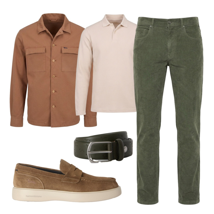 Outfit uomo - Polo a manica lunga. Stile Urban per Ufficio. Abbinamento con scarpe stringate, cinture, cappotti, polo, pantaloni.