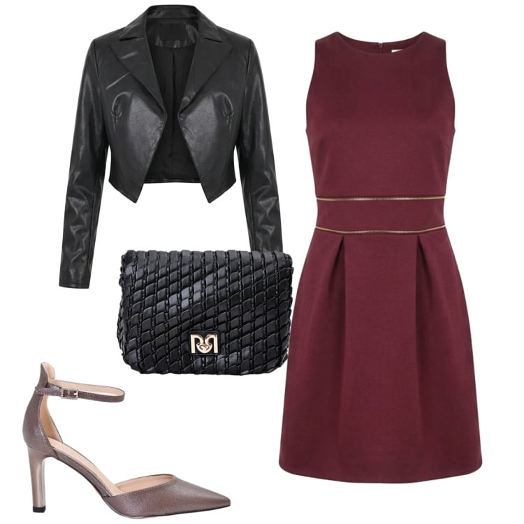 Outfit donna - Rinascimento. Stile Urban per Tutti i giorni. Abbinamento con borse a tracolla, décolleté, blazer, vestiti corti.