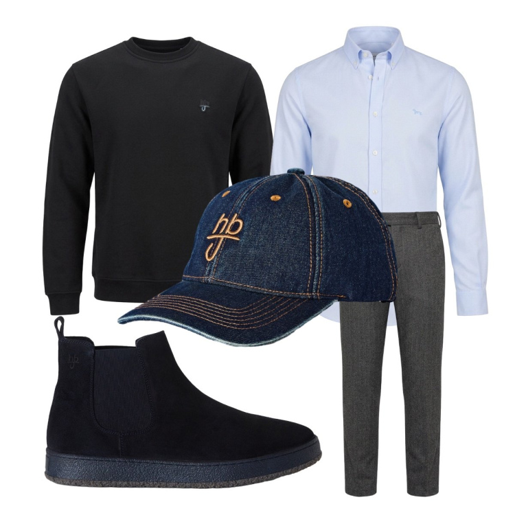 Outfit uomo - Ottobre. Stile Trendy per Tutti i giorni. Abbinamento con pantaloni, camicie, cappelli con visiera, stivali e stivaletti, felpe.