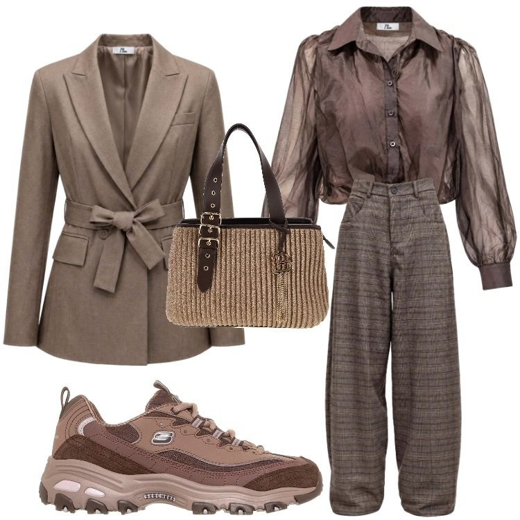 Outfit donna - Racconta il tuo autunno con I AM. Stile Casual chic per Tutti i giorni. Abbinamento con camicie, pantaloni, blazer, sneakers, borse a mano.