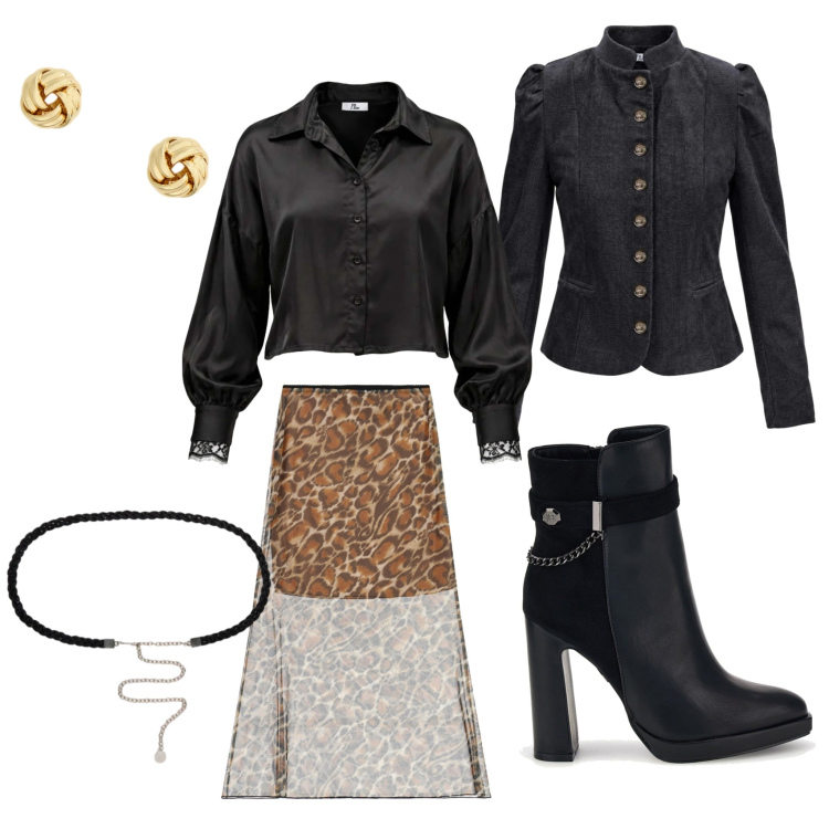 Outfit donna - Fascino Magnetico & Anima Scorpione. Abbinamento con camicie, blazer, cinture, orecchini, gonne lunghe, stivaletti.