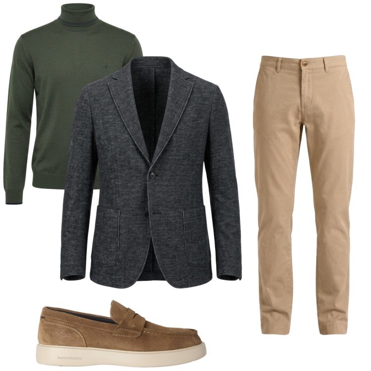 Outfit uomo - Total look #2500232. Stile Casual per Ufficio. Abbinamento con scarpe stringate, giacche, pantaloni, maglieria.