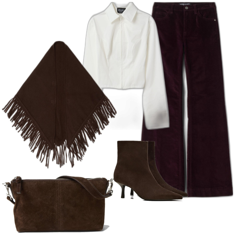 Outfit mujer - Casual chic #15310. Estilo Casual chic para Oficina. Combinación con camisas, botines, vaqueros bootcut, abrigos, mochilas.