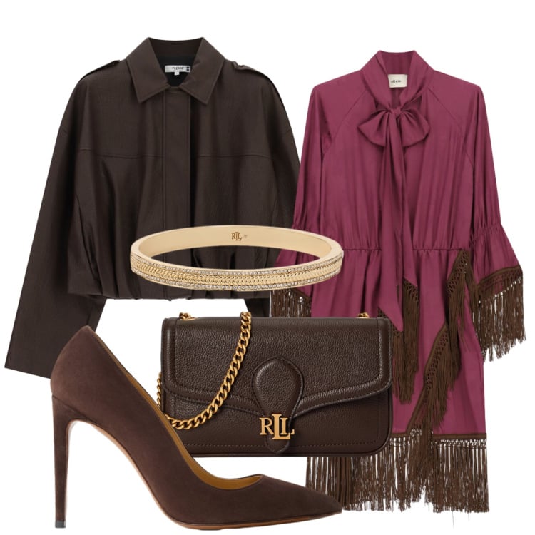 Outfit donna - Lo Scorpione. Stile Glamour per Serata fuori. Abbinamento con décolleté, borse a tracolla, braccialetti, bomber, vestiti corti.