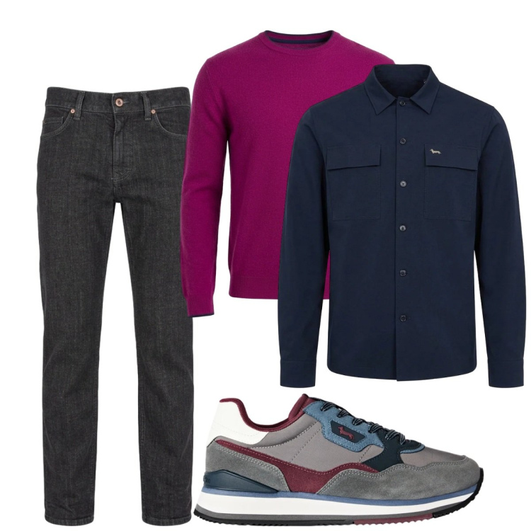 Outfit uomo - Total look #2500324. Stile Casual per Tutti i giorni. Abbinamento con cappotti, maglieria, jeans, sneakers.