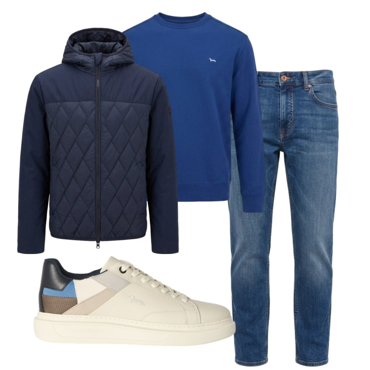 Outfit uomo - Total look #2500328. Stile Casual per Tutti i giorni. Abbinamento con sneakers, jeans, felpe, giacche.