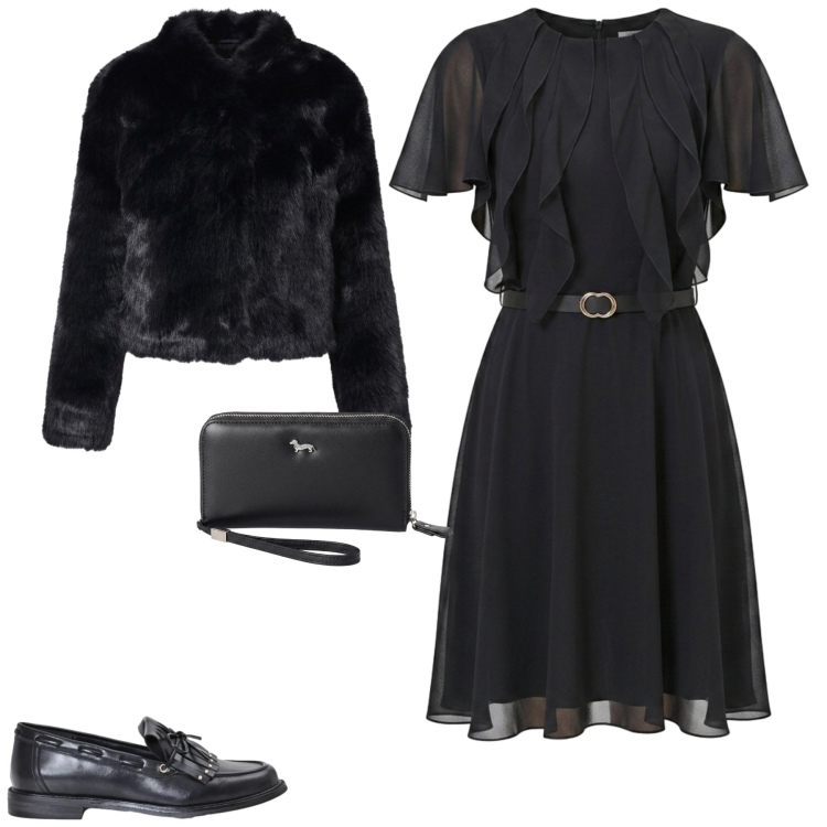 Outfit donna - Con le décolleté. Stile Chic per Serata fuori. Abbinamento con portafogli, mocassini, vestiti midi/longuette, blazer.