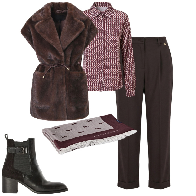 Outfit donna - City. Stile Urban per Tutti i giorni. Abbinamento con sciarpe, stivaletti, pantaloni, camicie, piumini.