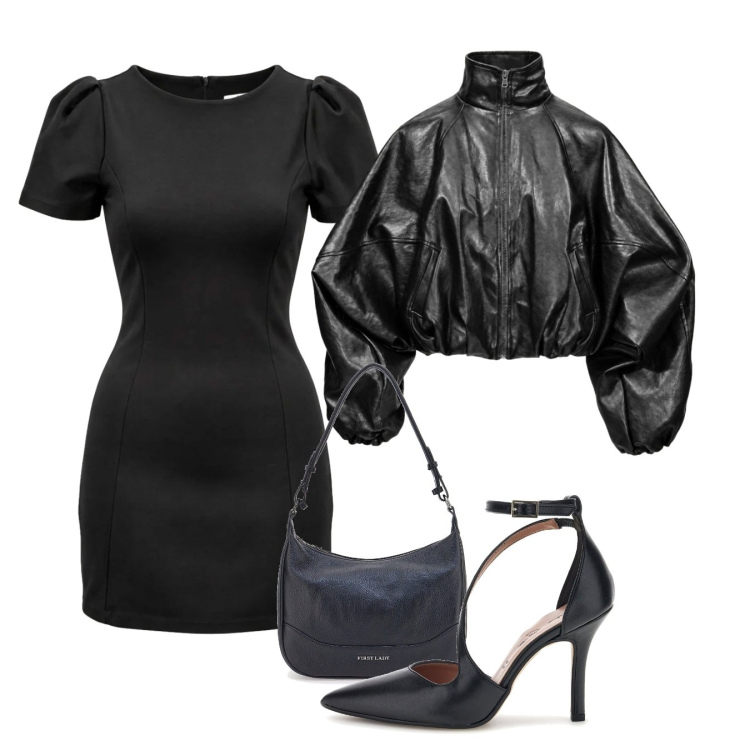 Outfit donna - Racconta il tuo autunno con I AM. Stile Chic per Serata fuori. Abbinamento con bomber, vestiti corti, borse a tracolla, décolleté.