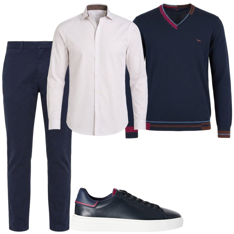Outfit uomo - Smart Office. Stile Casual per Ufficio. Abbinamento con sneakers, pantaloni, camicie, maglieria.