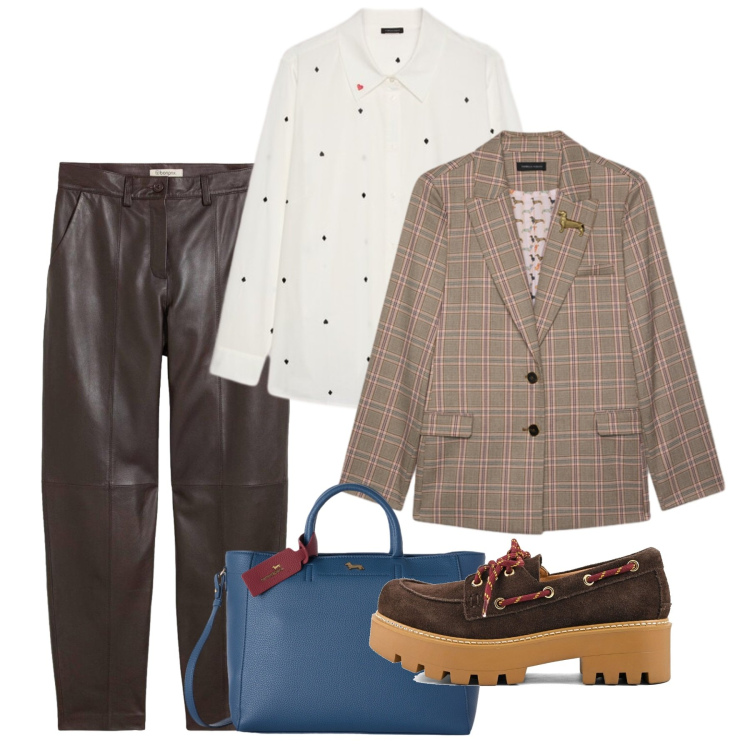 Outfit donna - Sunday Brunch in città. Stile Bon Ton per Tutti i giorni. Abbinamento con borse a mano, camicie, blazer, pantaloni, mocassini.