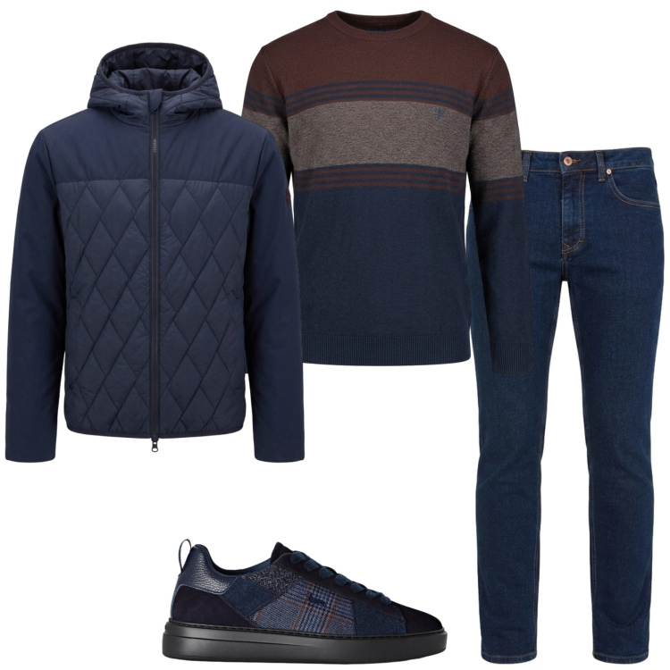 Outfit uomo - Ok cosi. Stile Casual per Tutti i giorni. Abbinamento con sneakers, jeans, maglieria, giacche.