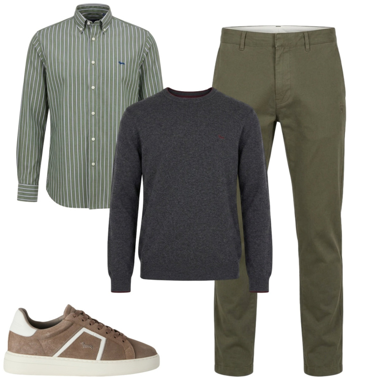 Outfit uomo - Ottobre. Stile Urban per Tutti i giorni. Abbinamento con sneakers, maglieria, camicie, pantaloni.