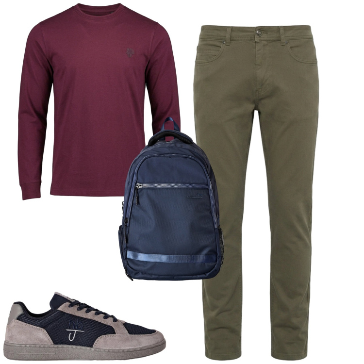 Outfit uomo - City. Stile Urban per Tutti i giorni. Abbinamento con pantaloni, borse sportive, sneakers, t-shirt.
