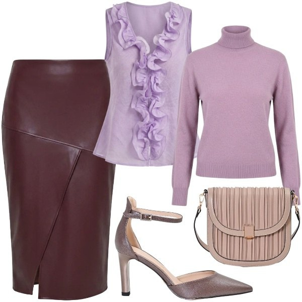 Outfit donna - Ladylike Rinascimento. Stile Chic per Ufficio. Abbinamento con camicie a manica corta, borse a tracolla, gonne longuette, décolleté, pullovers.