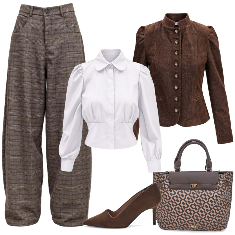 Outfit donna - Un Autunno di sconti BANTOA15. Stile Trendy per Ufficio. Abbinamento con camicie, blazer, pantaloni, borse a mano, décolleté.