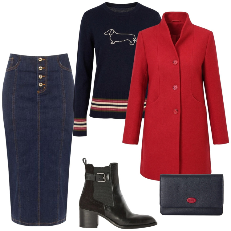 Outfit donna - Tutti i giorni. per Tutti i giorni. Abbinamento con portafogli, maglieria, stivaletti, gonne longuette, cappotti.