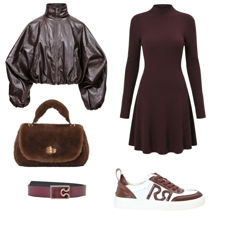 Outfit donna - I colori di moda. Stile Urban per Serata fuori. Abbinamento con bomber, borse a mano, sneakers, vestiti, cinture.