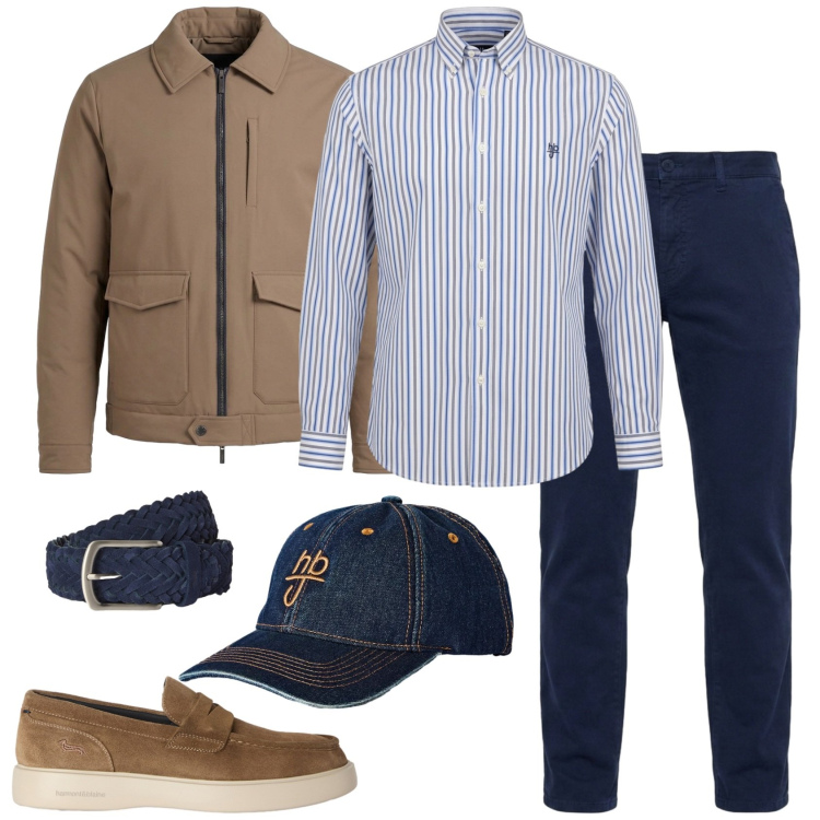 Outfit uomo - Total look #2500662. Stile Casual per Serata speciale. Abbinamento con scarpe stringate, pantaloni, cinture, giacche, cappelli con visiera, camicie.