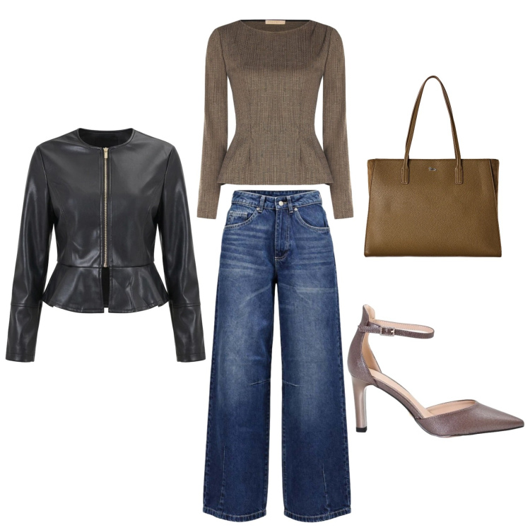 Outfit donna - Casual con stile. Stile Casual chic per Scuola/Università. Abbinamento con jeans bootcut, shopping bag, décolleté, giacche, bluse.