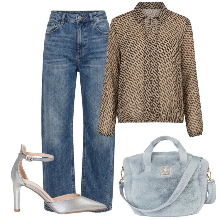 Outfit donna - Aperitivo glam - Focus Donna Curvy. Stile Casual chic per Tutti i giorni. Abbinamento con décolleté, borse tote, jeans, bluse.