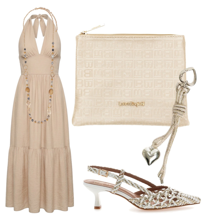 Outfit donna - Per te. Stile Casual chic per Cerimonia. Abbinamento con collane, portachiavi, vestiti lunghi, décolleté, pochette.