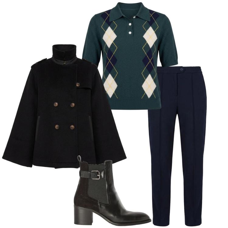 Outfit donna - Total look #2500743. Stile Casual chic per Tutti i giorni. Abbinamento con cappotti, pantaloni, maglieria, stivaletti.