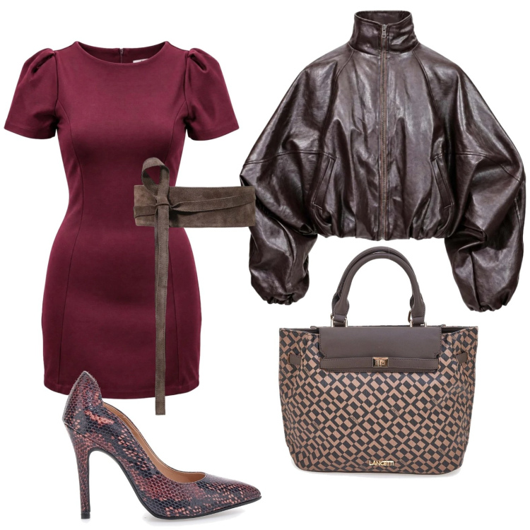 Outfit donna - Racconta il tuo autunno I AM. Stile Romantica per Tutti i giorni. Abbinamento con cinture, bomber, vestiti corti, décolleté, borse a mano.
