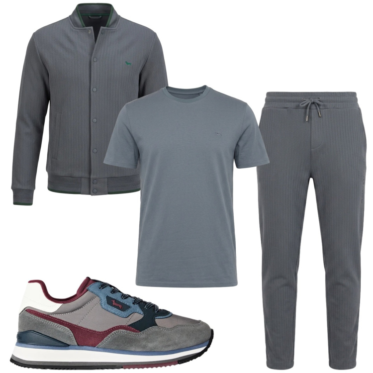Outfit uomo - Total look #2501009. Stile Urban per Sport. Abbinamento con pantaloni, sneakers, giacche sportive, t-shirt.