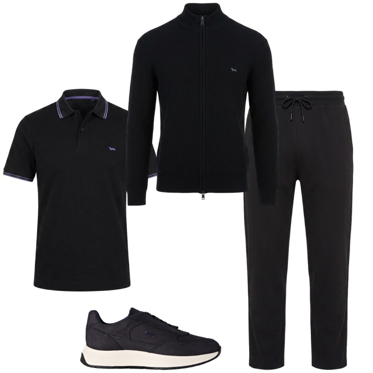 Outfit uomo - Total look #2501012. Stile Urban per Sport. Abbinamento con sneakers, polo, pantaloni, pullovers.